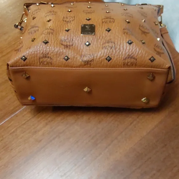 MCM Cognac Hobo Bag with Matching Wallet Iconic Monogram Print - Picture 3 of 12